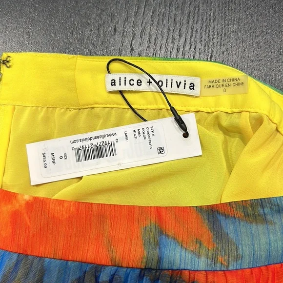 Alice + Olivia Rainbow Tie Dye Pleated Shannon Maxi Skirt - 0 - Picture 5 of 6